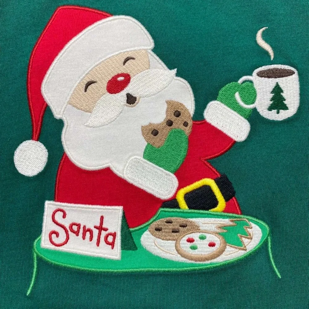 Gymboree Boys Layered Embroidered Long‎ Sleeve Christmas Santa Top Size 12 Green